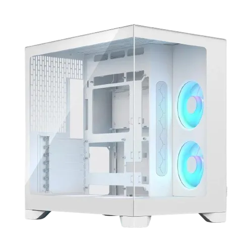 Fractal Design Pop 2 Vision RGB Dual-Chamber E-ATX Mid-Tower Case, 4x Aspect 12X Reverse RGB Fans, Panoramic Glass, White | FD-C-POV2A-03 - PC Builder UAE